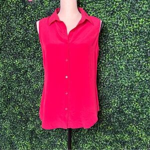 Vtg. Silk Pink Sleeveless Women’s Button-Up Blouse Top Sz M